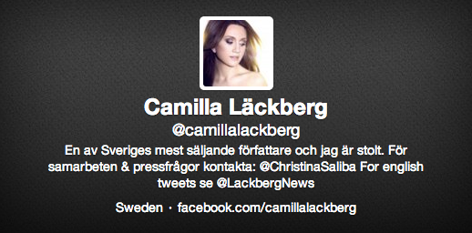 Camilla Läckberg är stolt. Det är en av Sveriges mest säljande författare också. Vem det är framgår dock inte.